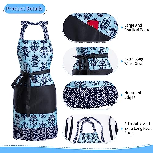 Vintage Floral Apron for Women with Pocket (Dark Bloom)