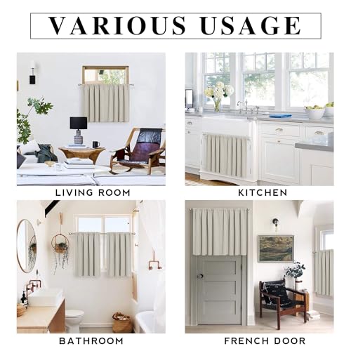 Short Natural Curtains for Small Bedroom Kitchen Cafe Window (Natural / 42"W x 36"L (Pack of 2))