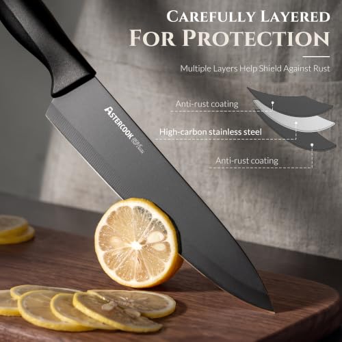 Knife Set for Kitchen with Block and Sharpener 21pcs (Black)
