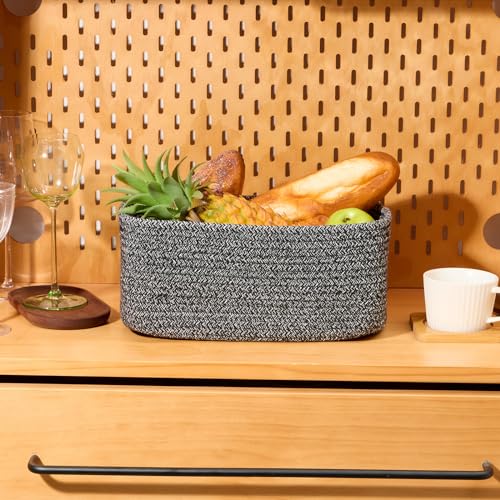 Small Storage Baskets for Organizing (3pcs-L13xW8.5xH5.1" / Dark Gray)
