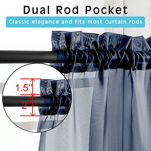 Navy Blue Sheer Curtains 72 Inches Long 2 Panels (Navy Blue / 42"W x 72"L (Pack of 2))