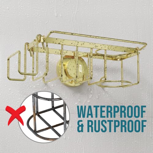 4-in-1 Sponge Holder for Kitchen Sink with Strong Suction Cup-Gold (7.28" x 2.36" / Gold)