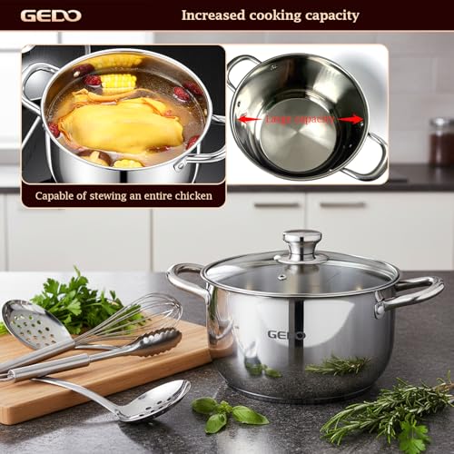 Stainless Steel Stock Pot with Glass Lid (5.3 Quarts)