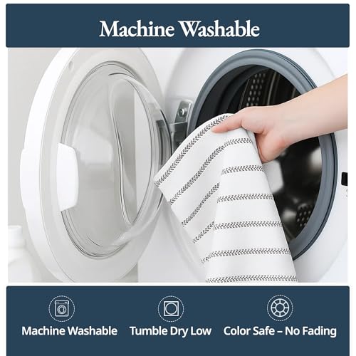 Kitchen Towel Set 100% Cotton Soft & Absorbent 4 Pack (18"x28" - 4 Pack / 11: Grey Herringbone)