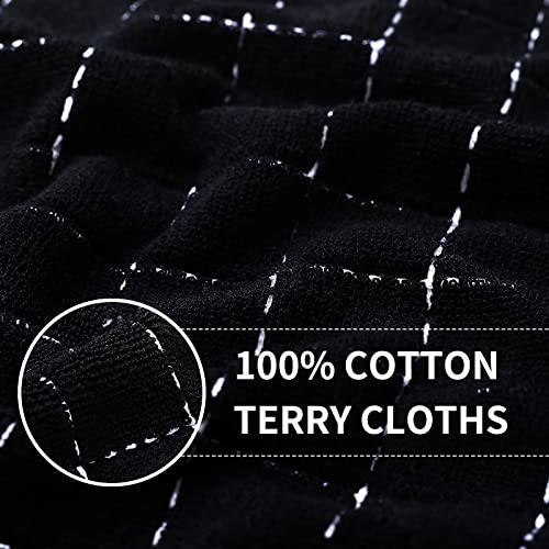 100% Cotton Terry Kitchen Towels (Black / 13 X 28 - 4 Pack)