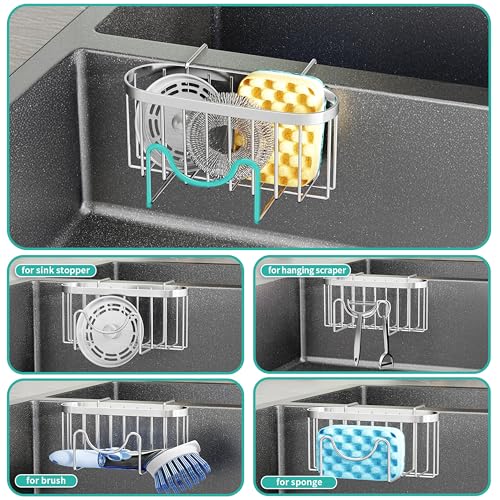 Sponge Holder for Kitchen Sink (Silver-only Hanging / with M-shaped Holder Only hanging)