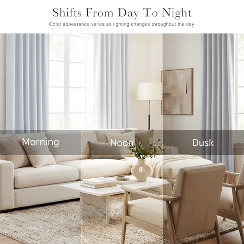 Blackout Curtains Thermal Insulated Window Treatment Panels Room Darkening Blackout Drapes for Living Room Back Tab (Greyish White / 52"W x 63"L (Pack of 2))