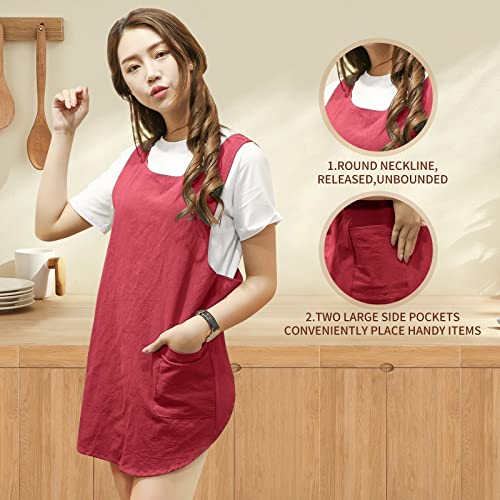 Shortened Design Apron (1# Style-rounded Edge / Red)