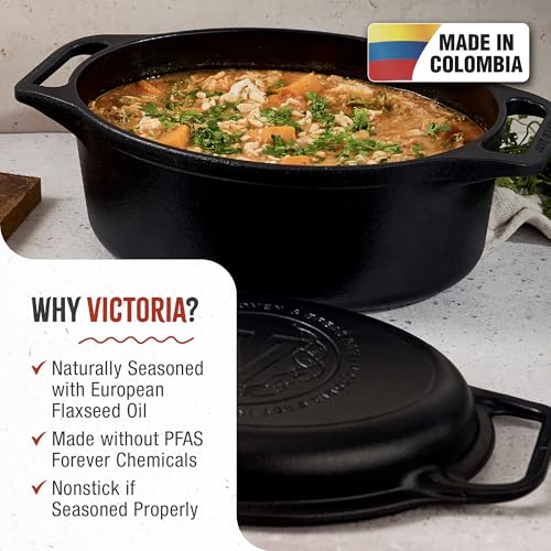 6 Quart Cast Iron Oval Dutch Oven (6QT Oval-2 Piece Set)
