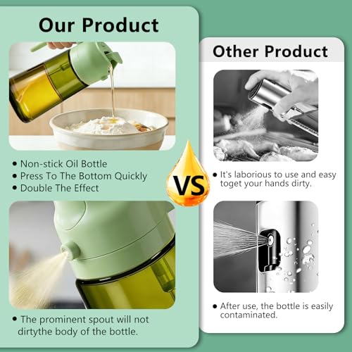 Olive Oil Sprayer & Dispenser Bottle for Cooking (Green)
