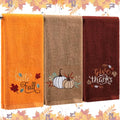 3 Pcs Fall Hand Towels for Bathroom 13.8 x 29.5 Inch Autumn Decorative Bath Towels Sets 100% Cotton Embroidered Pumpkin Maple Thanksgiving Bathroom Decor (Orange and Brown / Pumpkin)
