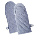 100% Cotton Solid Chambray Kitchen Set (Blue / Oven Mitts)