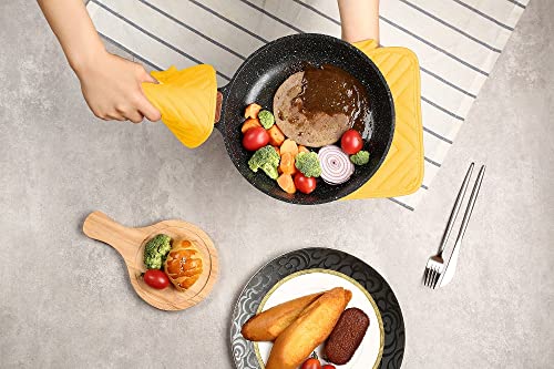 Oven Pot Holder with Pocket Cotton Heat Resistant Coaster Potholder Kitchen Hot Pad Oven Mitts for Cooking and Baking Square 7"x9" (Yellow / 5 Count - Cotton)
