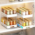 Pull Out Spice Rack Organizer for Cabinet (Widen-White / 2 Pack)