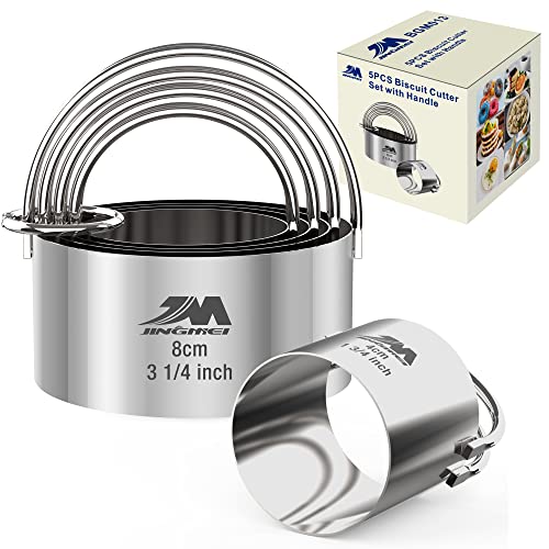5 Pieces Circle Biscuit Cutter (5pcs with Handle(1.75-3.25in))