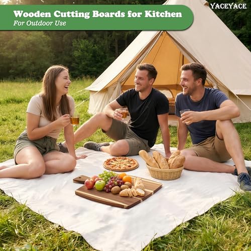 Wood Cutting Board with Handle (16.5"x13"0.6" / Natural)