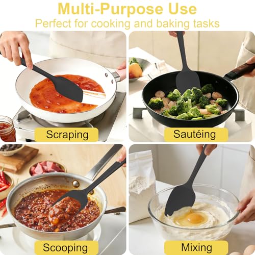 4 Pcs Silicone Spoon Spatula Set (Black)