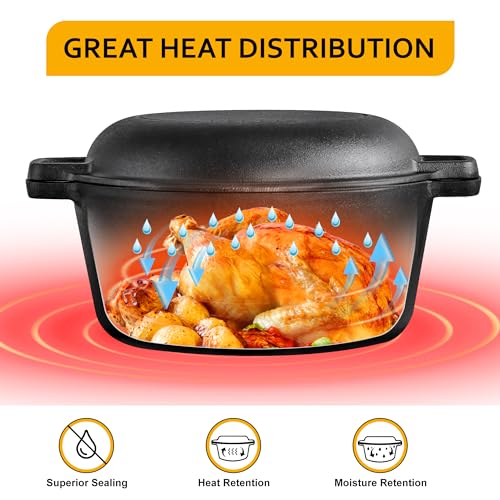 Cast Iron Dutch Oven with Skillet Lid (5QT)