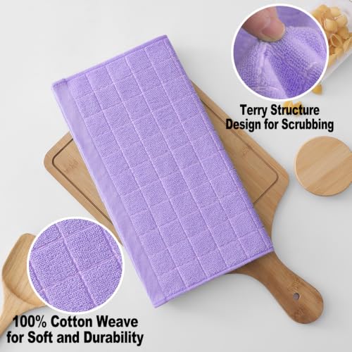 100% Cotton Terry Kitchen Dish Cloths (Lavender / 12 X 12 - 12 Pack)