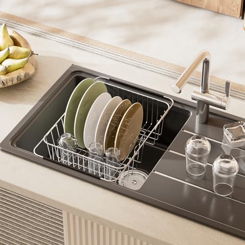 Over Sink Dish Drying Rack for Medium to Large Sink (304 Stainless Steel - 13 dishes)