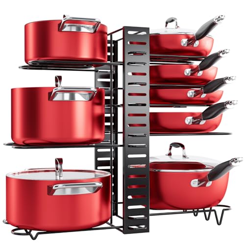 8 Tier Pots and Pans Organizer under Cabinet (Black / 16.61"H)