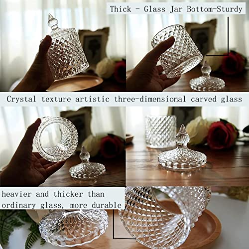 2 Pack Qtip Holder Thick Glass Apothecary Jars with Lid for Bathroom Decor Storage Organizer for Cotton Swabs (10 oz (2 pack) / Clear)