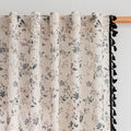 Farmhouse Floral Boho Linen Blend Curtains with Black Tassels 63 Inch Length 2 Panels Semi Sheer Light Filtering French Cottage Bedroom Drapes Back Tab (Black / 50"W x 63"L (Pack of 2))