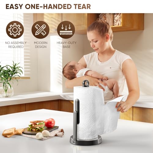 Heavy Duty Paper Towel Holder with Tension Arm (Black)