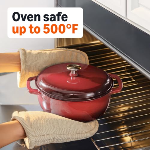 Enameled Cast Iron Dutch Oven Pot with Lid (Red / 6-Quart)