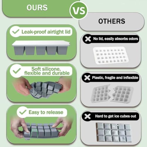 Ice Cube Trays for Freezer (Gray)
