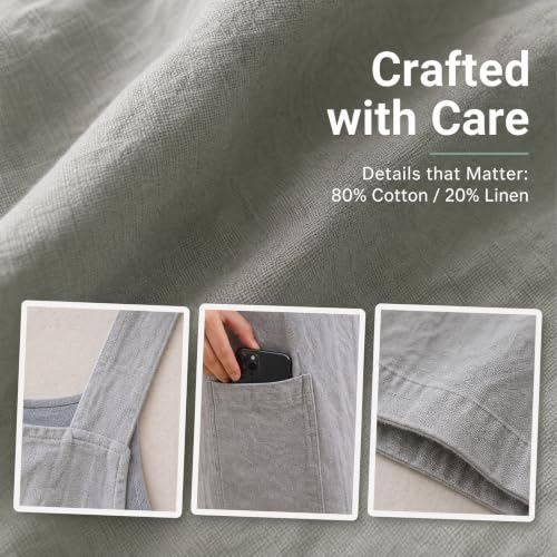 Cross Back Linen Cotton Apron with Pockets (X-Large / Grey)