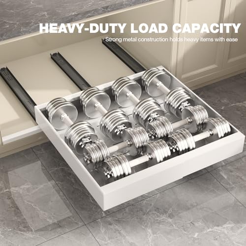 2 Pack Pull Out Cabinet Organizer 19" Deep (White / 19"D x 12.3"-20.5"W(2Pack))