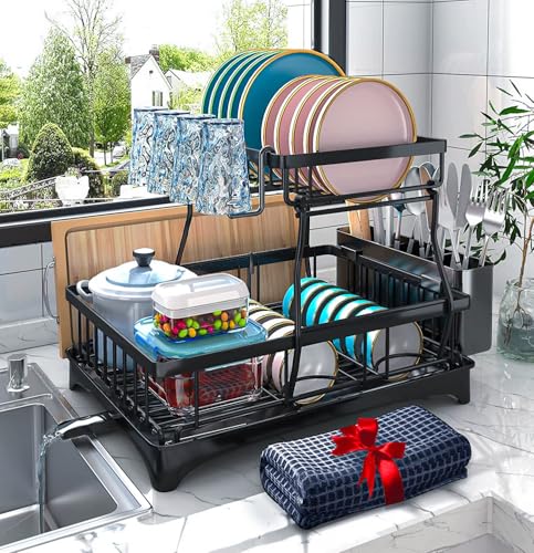 2 Tier Dish Drying Rack (Black)