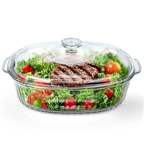 Reasim 2.8L 3Qt Glass Casserole Baking Dish with Lid