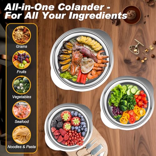 Colander Stainless Steel Colander for Kitchen (5QT+3QT+2QTColander)