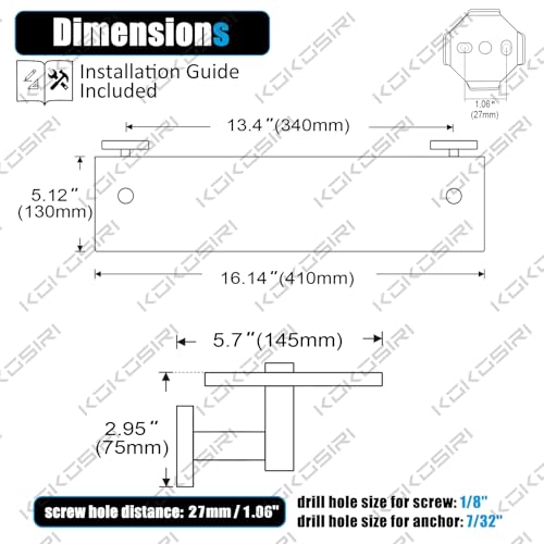 Wall Shelves Bathroom Hardware Glass Floating Shelf Small Hanging Rack Storage (Oil Rubbed Bronze / 16-Inch(2 Pack))