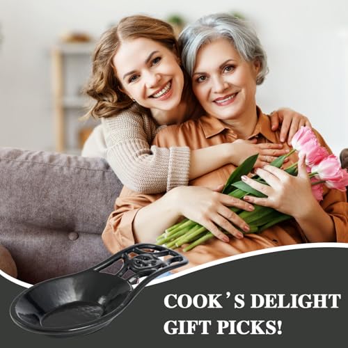Cast Iron Spoon Rest (Black / Floral Scrollwork)