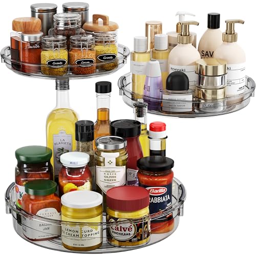 3 Pack Lazy Susan Organizer Turntable for Cabinet (Gray / 3 Pack 12in+10.6in+9.25in)