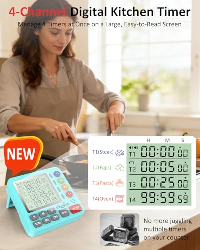 Digital Kitchen Timer with 4 Channel (Mint Green)