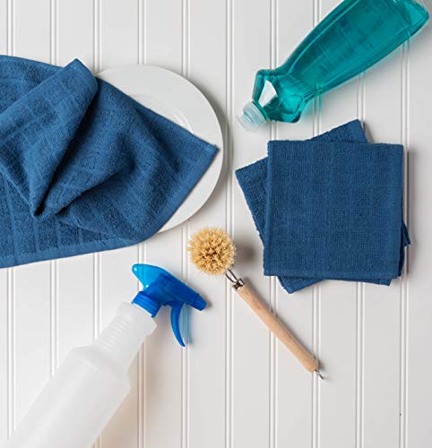Basic Terry Collection Solid Windowpane Dishcloth Set (Blue / 12x12")