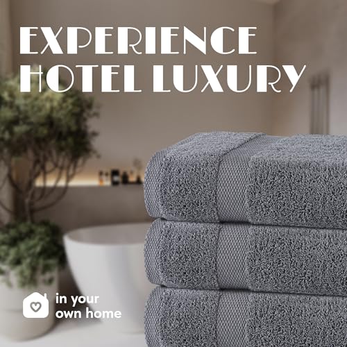Wealuxe Grey Towels for Bathroom 6 Pack (Gray / Bath Towels 6-Pack, 24x50 Inches)