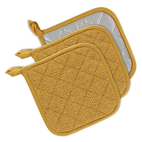 Basic Terry Collection Quilted 100% Cotton (Potholder (3 Piece) / Honey Gold)