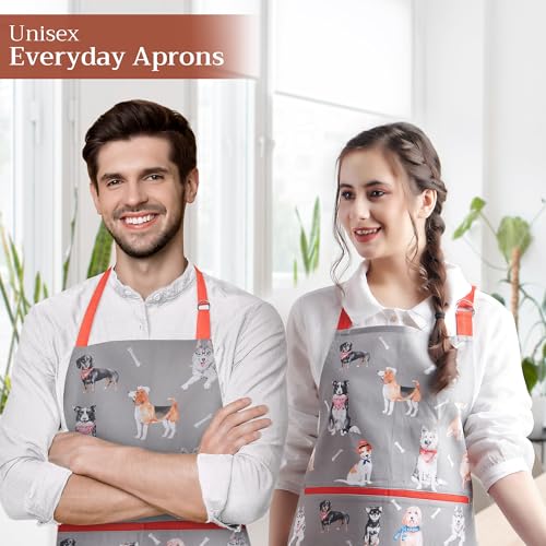 Aprons for women with Pocket 100% Cotton Pack of 1 (064 - Lovely Dogs)