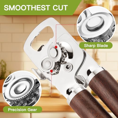 Stainless Steel Can Opener Walnut Handle Seniors Bottle Opener (Black Walnut)