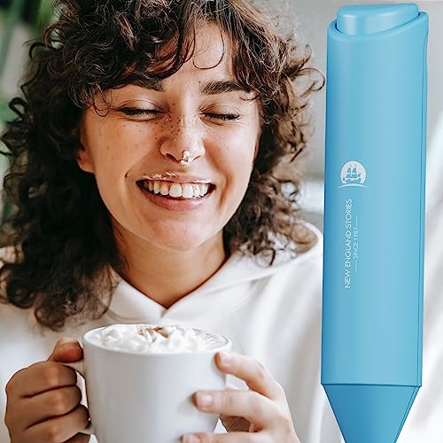 Powerful Milk Frother Handheld Foam Maker (No Stand / Sky Blue)