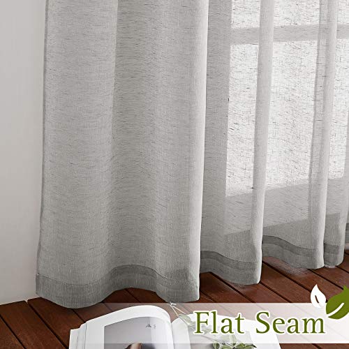 Linen Curtains 48 inch Length 2 Panels (36"W x 48"L (Pack of 2) / Grey)