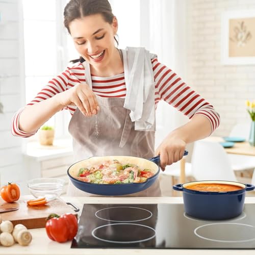 Enamel Cast Iron Cookware Set (Navy / 4 Pieces)