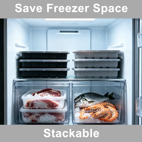 Premium Silicone Ice Cube Trays with Lid (Black)