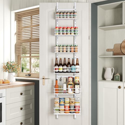 6 Tier Narrow Pantry Door Organizer (White-6)