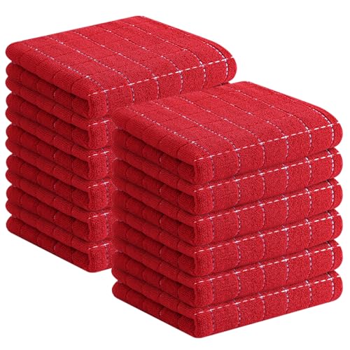 100% Cotton Terry Kitchen Towels (Red / 13 X 28 - 12 Pack)